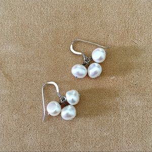 Pearl Cluster Drop Earrings, freshwater pearls